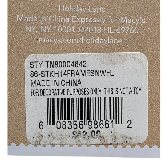 New Macys Christmas Stocking Holder Mosaic Mirror Photo Frame Ornament Hook Gift - Picture 7 of 8